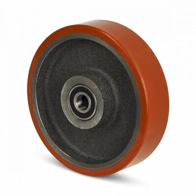 Ruota in PU 200 mm - foro per asse con cuscinetto a sfere 25 mm - 1000 kg