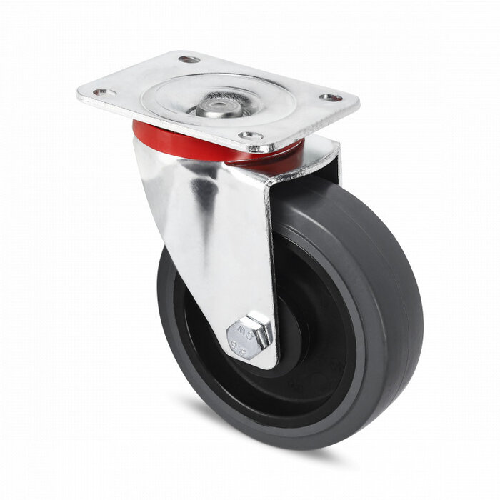 Rubber swivel castor 100 mm - ball bearing - 150 kg