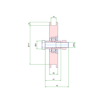 Roda ranhurada 140 mm com ranhura quadrada - 270 kg