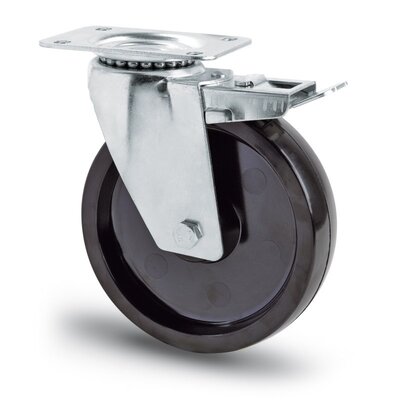 Roda giratória resistente ao calor com travão 125 mm - 170 kg