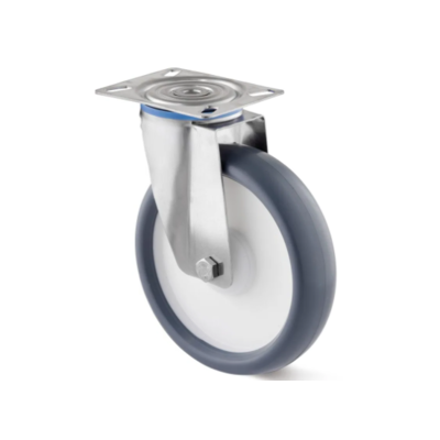 Rueda giratoria de acero inoxidable de 100 mm - Caucho - 80 kg