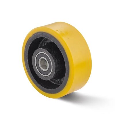 Roue PU 80 mm - trou d'axe à roulement à billes 12 mm - 220 kg
