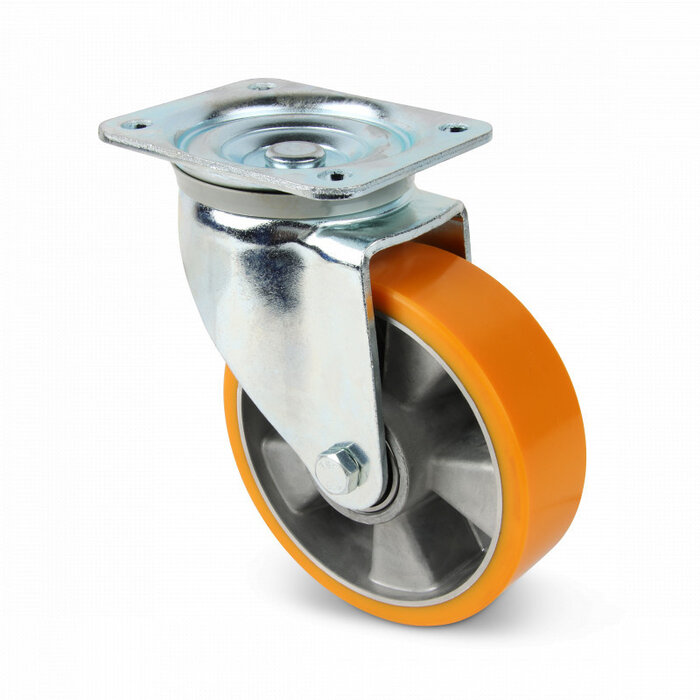 Rueda giratoria de poliuretano de 250 mm - cojinete de bolas - 1000 kg