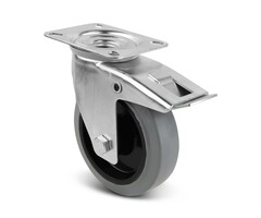 Elastic rubber swivel castor with brake 80 mm - 110 kg