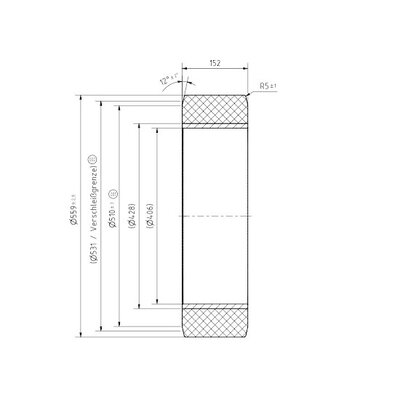 Vendaje de poliuretano prensado 559x152x406 mm - anillo de prensado de acero - 6000 kg