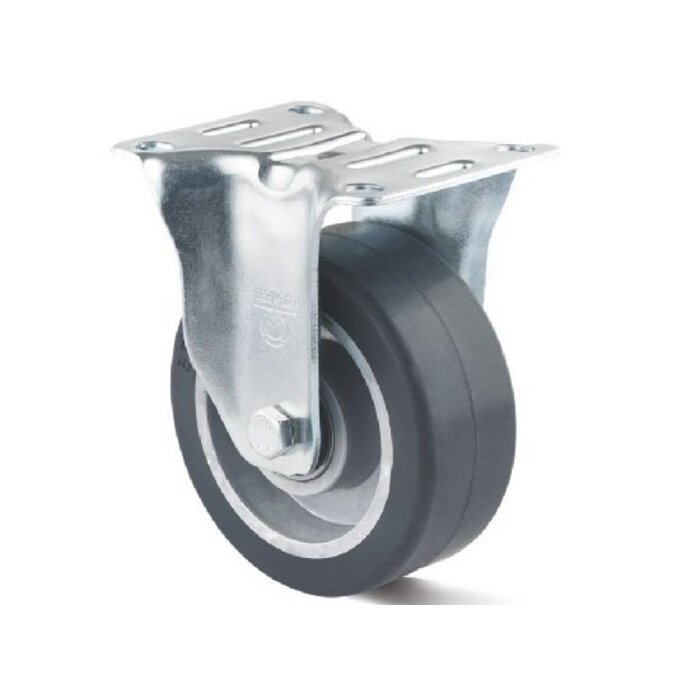 Roue fixe en caoutchouc 80 mm - roulement à billes - 120 kg