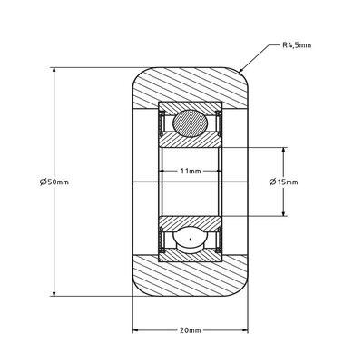 Guide roller 50 mm - polyurethane - 60 kg