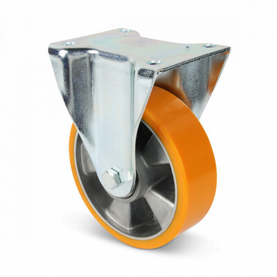 Roulette fixe en PU 160 mm - roulement à billes - 800 kg