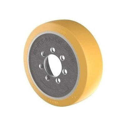 Ruota motrice in vulkollan 343x140 mm - Foro 80 mm attacco flangiato - 3750 kg
