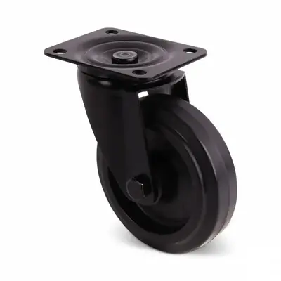 Roulette pivotante noire 80 mm - roulement à rouleaux - 100 kg
