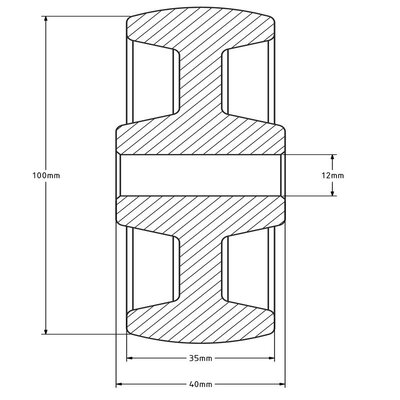 Värmebeständigt hjul 100 mm - 280 grader - 125 kg