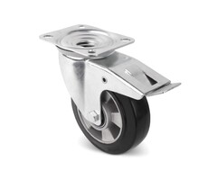 Roda giratória de borracha elástica com travão 160 mm - 350 kg