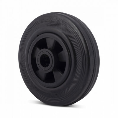 Roue en caoutchouc 80 mm - trou d'axe de roulement à rouleaux 12 mm - 50 kg