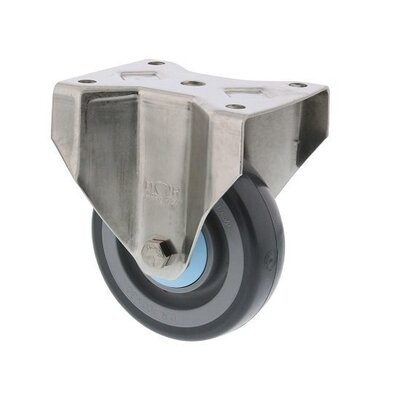 ESD Fastmontert hjul i rustfritt stål 125 mm - PU - 200 kg
