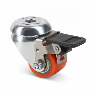 Mini rodízio giratório para serviço pesado com travão 35 mm - rolamento de esferas - 100 kg