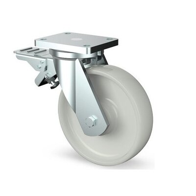 Roda giratória de nylon resistente com travão 300 mm - rolamento de esferas - 2000 kg