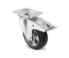 Въртящо се колело от еластична гума със спирачка 125 мм - 300 кг