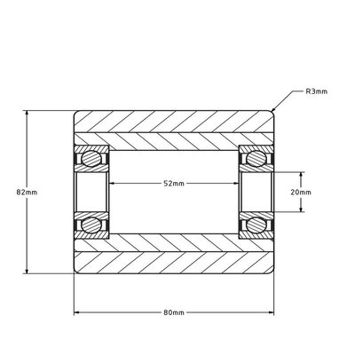 Rullo per pallet in PU 82x80 mm - cuscinetto a sfere - 800 kg