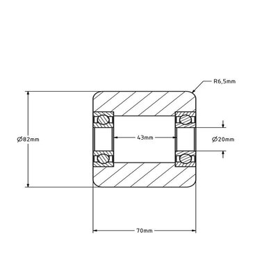 Rullo per pallet in nylon 82x70 mm - cuscinetto a sfere - 700 kg