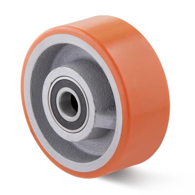 Ruota in PU 125 mm - foro per asse con cuscinetto a sfere 20 mm - 425 kg