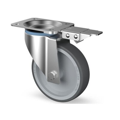 Swivel castor with directional lock 160 mm Rubber