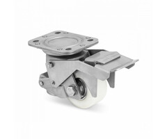 Ruota girevole in acciaio inox con piedino di livellamento 80 mm Nylon - 350 kg