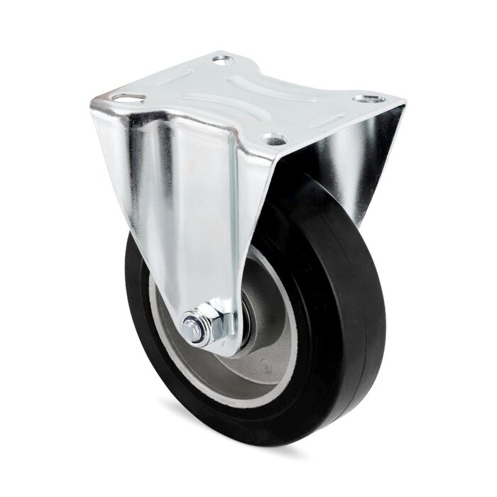 Rueda fija de goma de 100 mm - cojinete de bolas - 150 kg