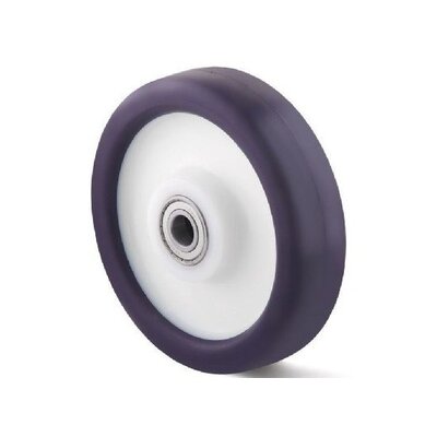 Roda de PU 125 mm - furo com rolamento de esferas 15 mm - 200 kg