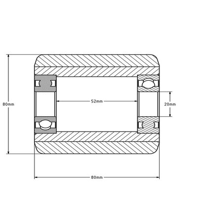 Rullo per pallet in PU 80x80 mm - cuscinetto a sfere - 800 kg