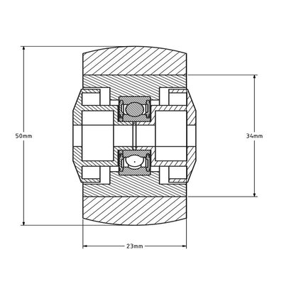 Ruota in gomma 50 mm - foro per asse con cuscinetto a sfera 6 mm - 50 kg