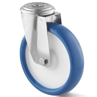 Ruota girevole in acciaio inox 80 mm - cuscinetto a rulli - 100 kg