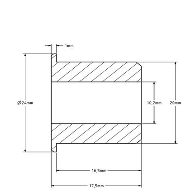 Axelbussning (T) - 20x10x17,5 - Plast