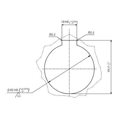 Polyurethan-drivhjul 250x80 mm - Boring 60 mm H9-nøgle - 1800 kg
