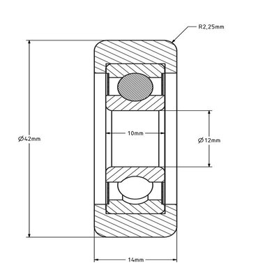 Guide roller 42 mm - polyamide - 70 kg