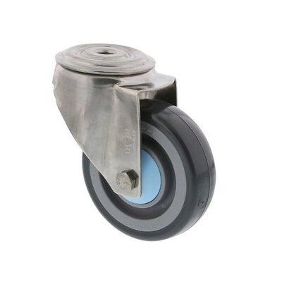 Svingbart hjul i rustfritt stål 80 mm - kulelager - 100 kg