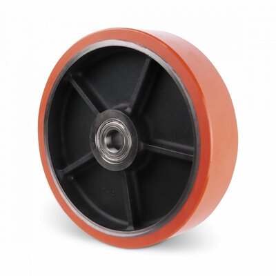 Ruota in PU 300 mm - foro per asse con cuscinetto a sfere 35 mm - 2800 kg