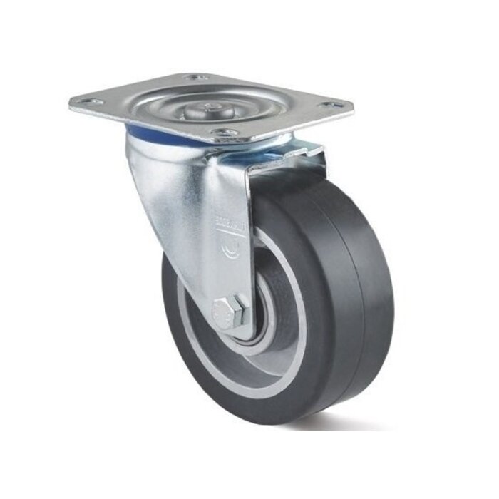 Rubber swivel castor 80 mm - ball bearing - 120 kg