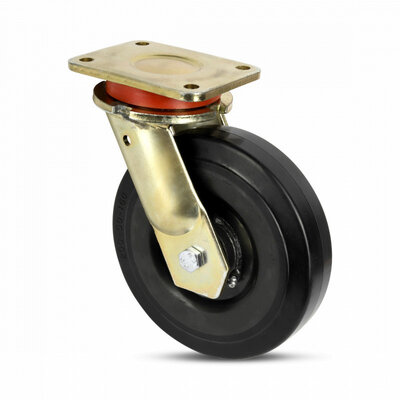 Roulette pivotante en caoutchouc pour usage intensif 200 mm - 550 kg