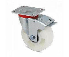 Svingbart nylonhjul med brems 100 mm - 300 kg