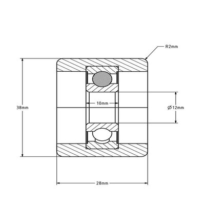 Guide roller 38 mm - polyamide - 80 kg