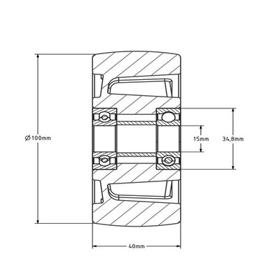 Ruota in nylon 100 mm - foro per asse con cuscinetto a sfere 15 mm - 300 kg