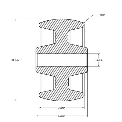 Värmebeständigt hjul 80 mm - 280 grader - 100 kg