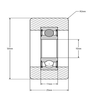 Guide roller 50 mm - polyurethane - 110 kg