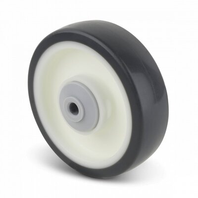 Roda de PU 125 mm - rolamento de esferas com furo de 10 mm - 200 kg