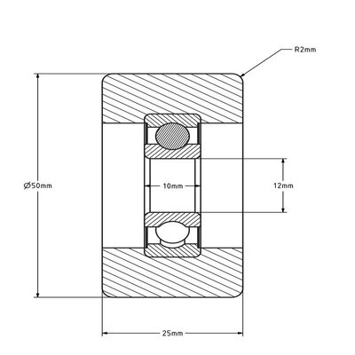 Guide roller 50 mm - polyurethane - 110 kg