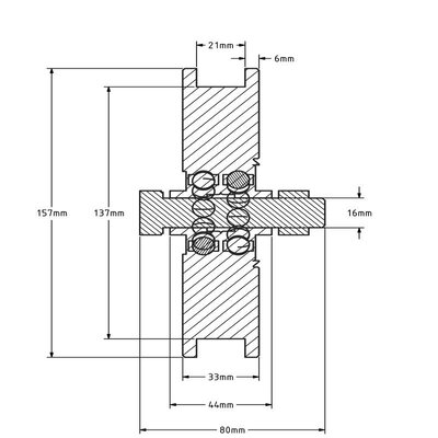Roda ranhurada 160 mm com ranhura quadrada - 575 kg