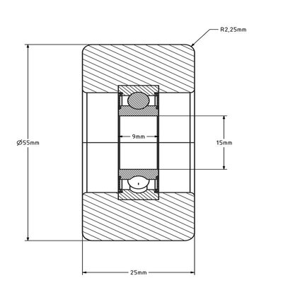 Guide roller 55 mm - polyamide - 150 kg