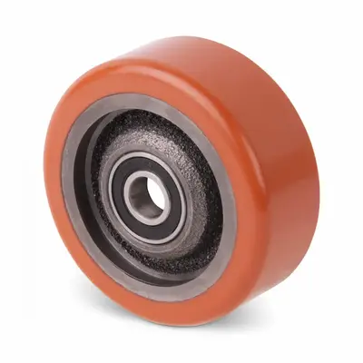 Roue PU 80 mm - trou d'axe à roulement à billes 15 mm - 225 kg