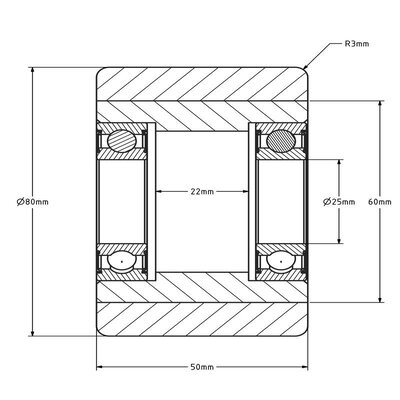 Rullo per pallet in PU 80x50 mm - cuscinetto a sfere - 500 kg