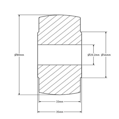 Roue en nylon 80 mm - trou d'axe 20 mm - 500 kg